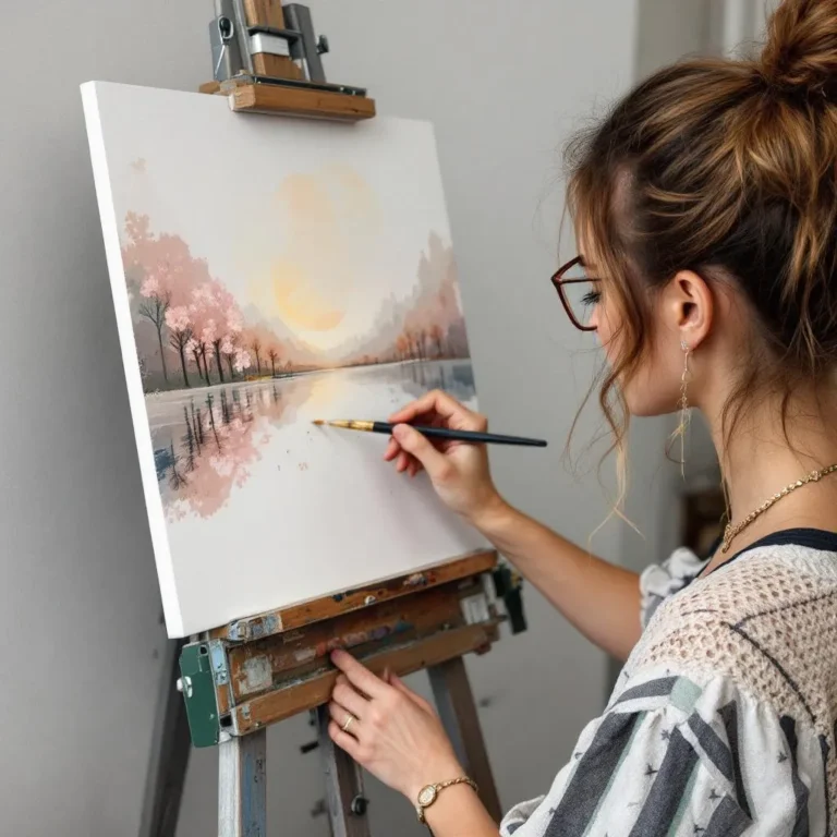 Personne pratiquant la peinture par numéros pour se détendre, tendance Slow Art 2026.