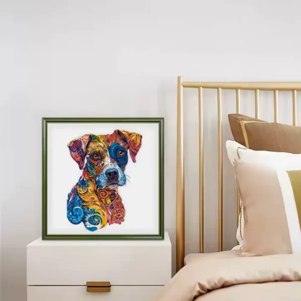 Puzzle en bois American Staffordshire design coloré et psychédélique BrushCrafts