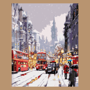 Peinture par numéros Londres sous la neige Big Ben sur châssis bois