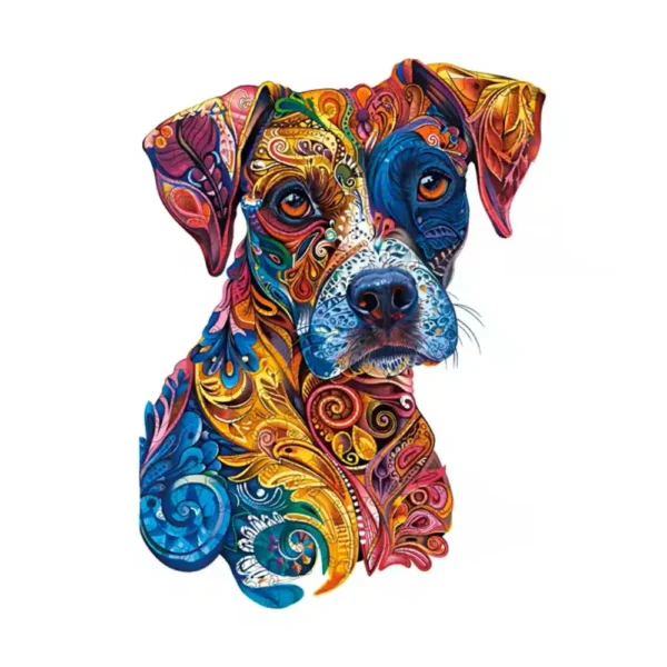 Puzzle American Staffordshire BrushCrafts terminé et encadré pour une décoration murale zen.