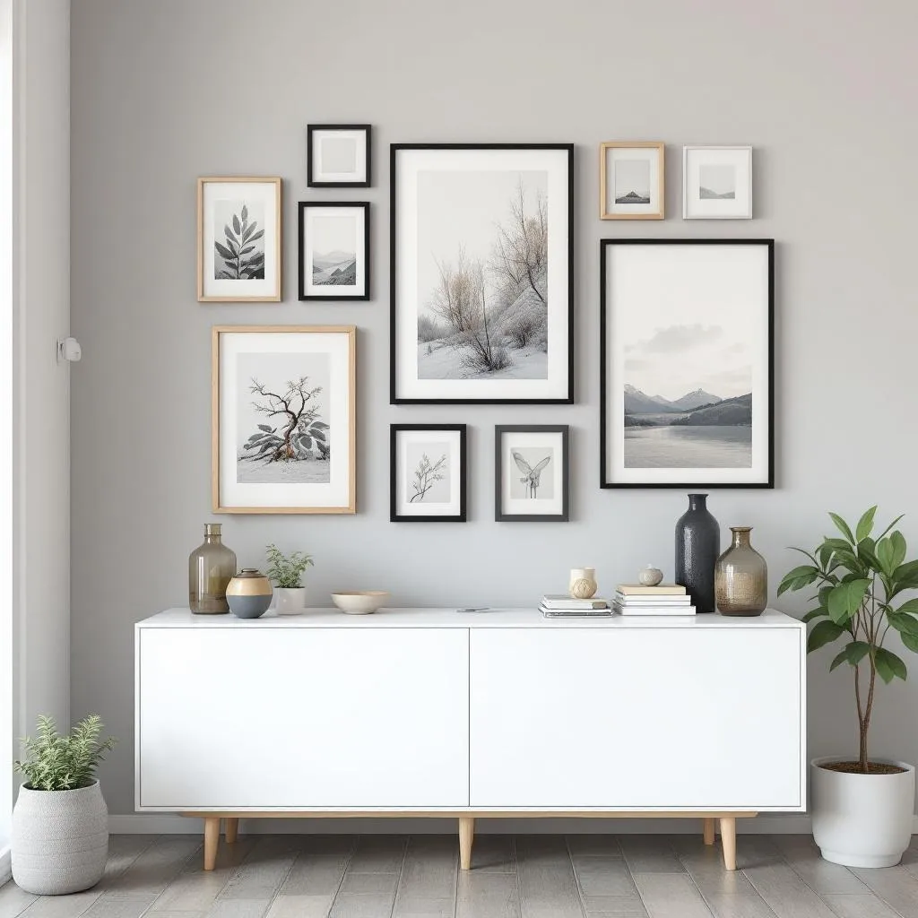 Exemple de décoration puzzles en bois installée dans un salon moderne.