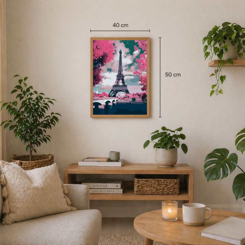 Peinture par numéros Paris et Tour Eiffel dimensions 40 x 50